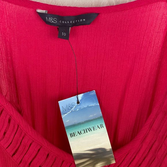 Marks & Spencer M&S Collection Hot Pink Sleeveless Flowy Beach Dress Size 6 - Picture 8 of 10